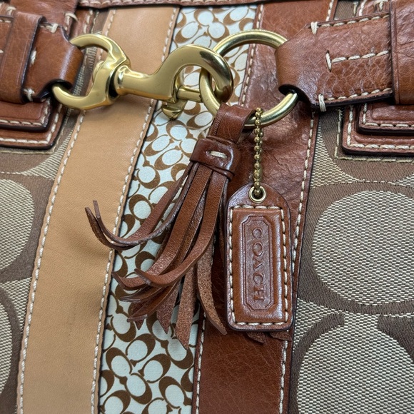 Coach Carry All Hampton "C'"s Tan Canvas and Leather - Picture 2 of 9